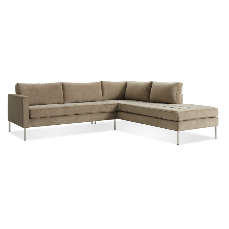 Sanford Ceramic Gray Fabric Right Sectional Sofa with Stainless Steel Legs
