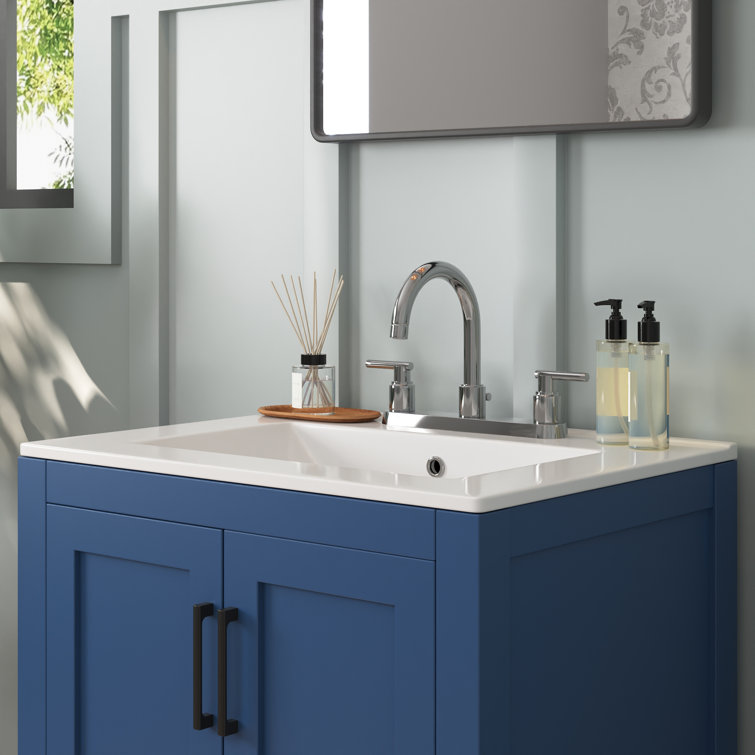 24'' White Ceramic Rectangular Single Vanity Top Sink
