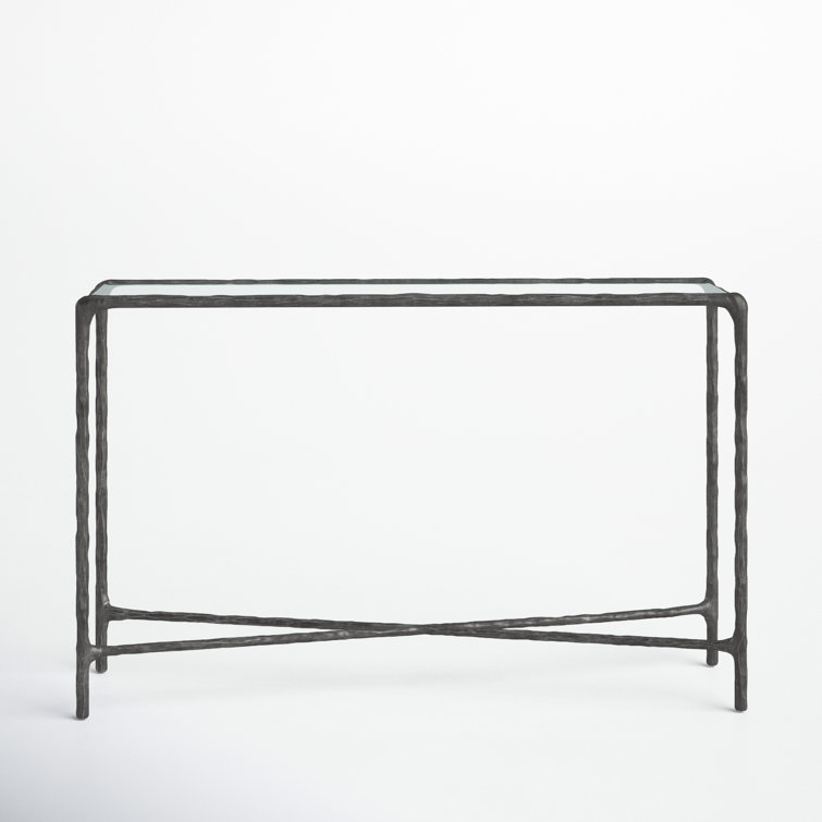 Jessa Aristocratic Black Metal and Glass 48'' Console Table