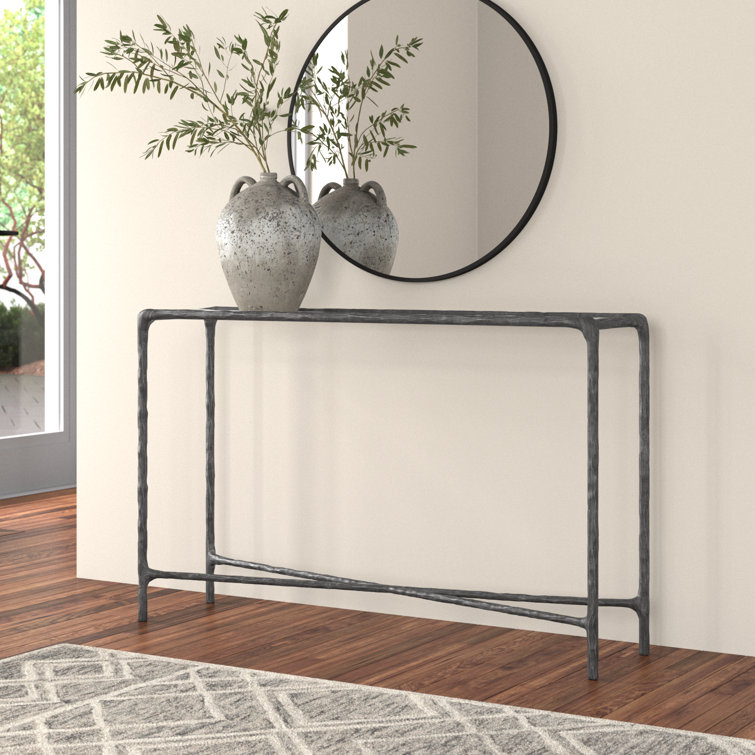 Jessa Aristocratic Black Metal and Glass 48'' Console Table
