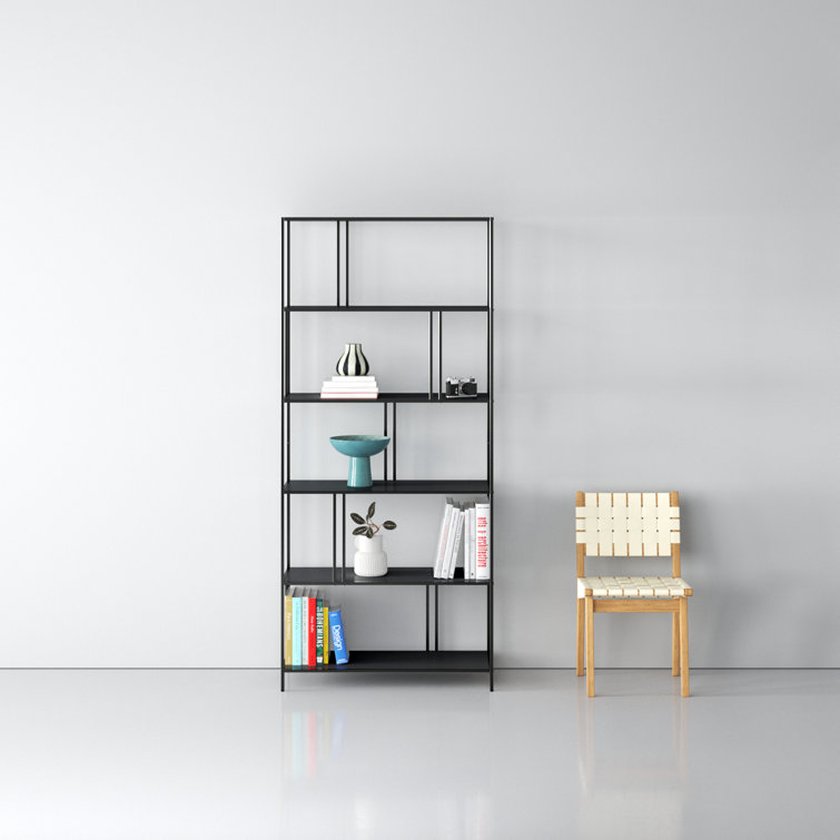 Industrial Blackened Bronze 5-Tier Staggered Bookcase