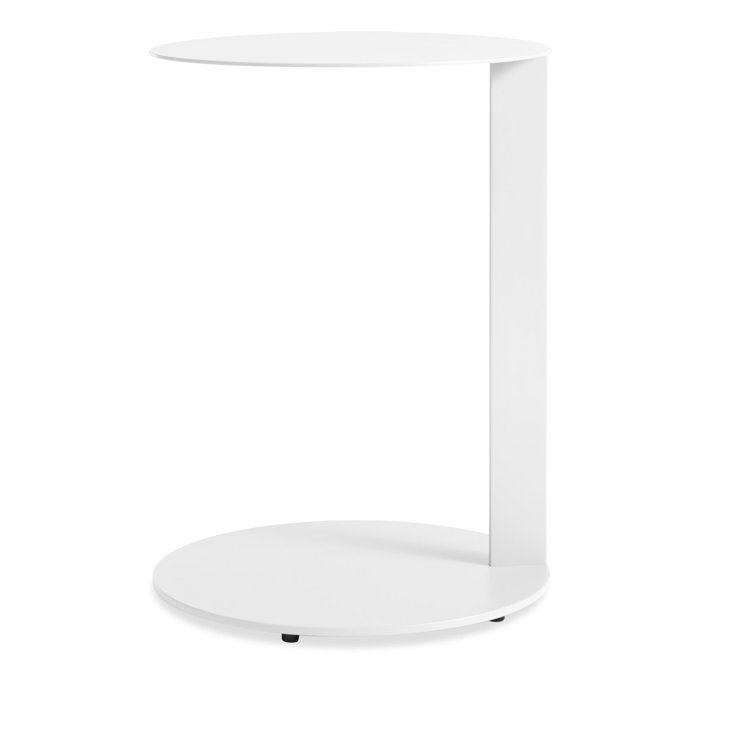 Cantilevered Round Wood & Metal Note Side Table