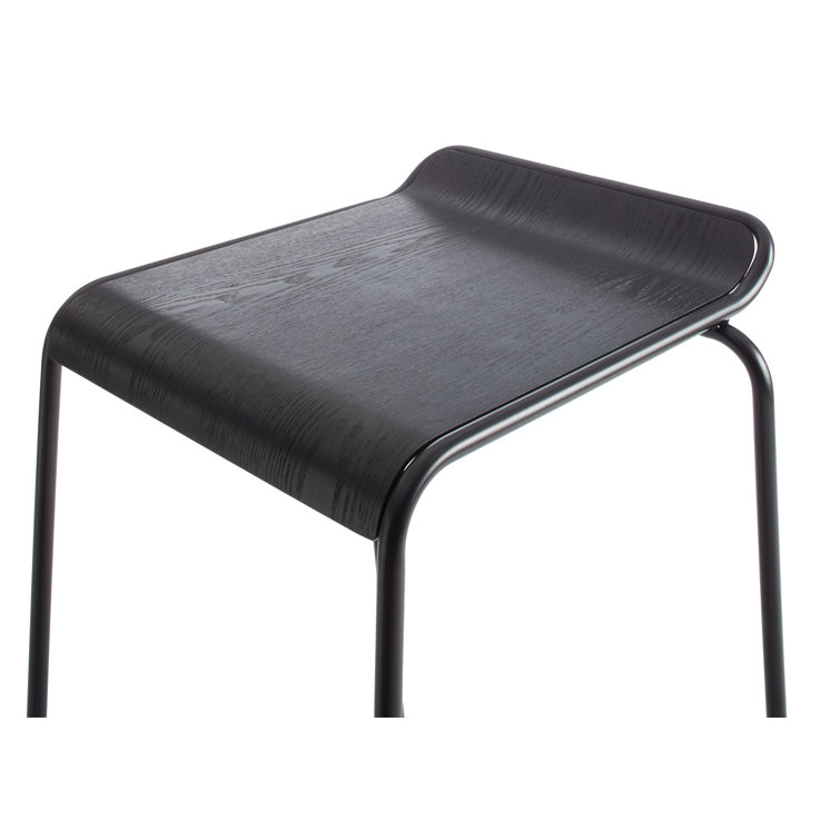 Black Metal Stackable Counter Stool with Sled Legs