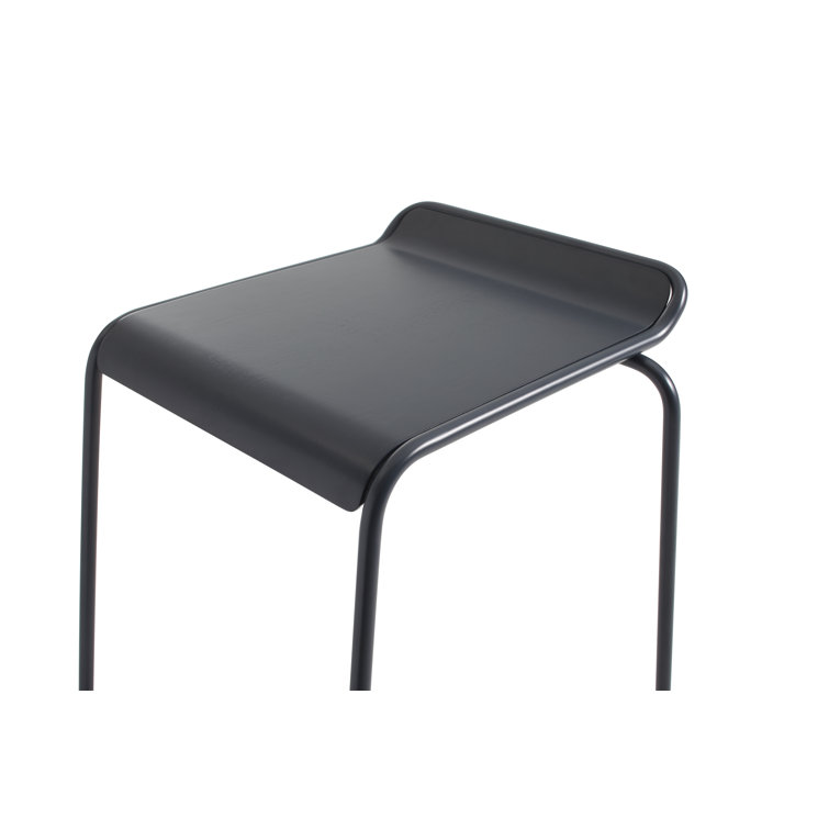 Navy and Wood Stackable Counter Stool with Metal Legs