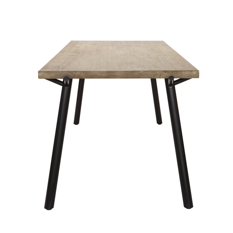 91" Oak and Black Rectangular Dining Table