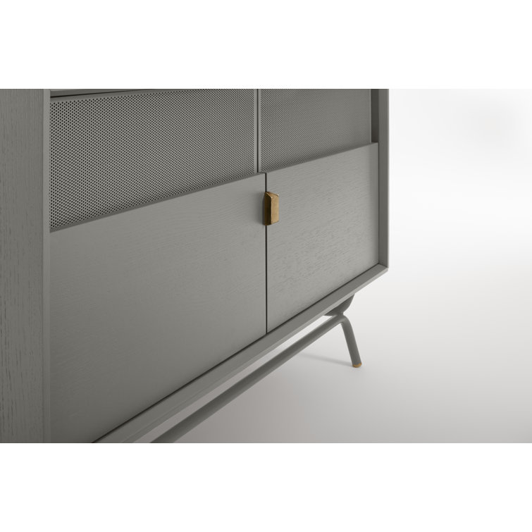 Risk-Averse Gray 48" TV Stand with Brass Details and Cabinet