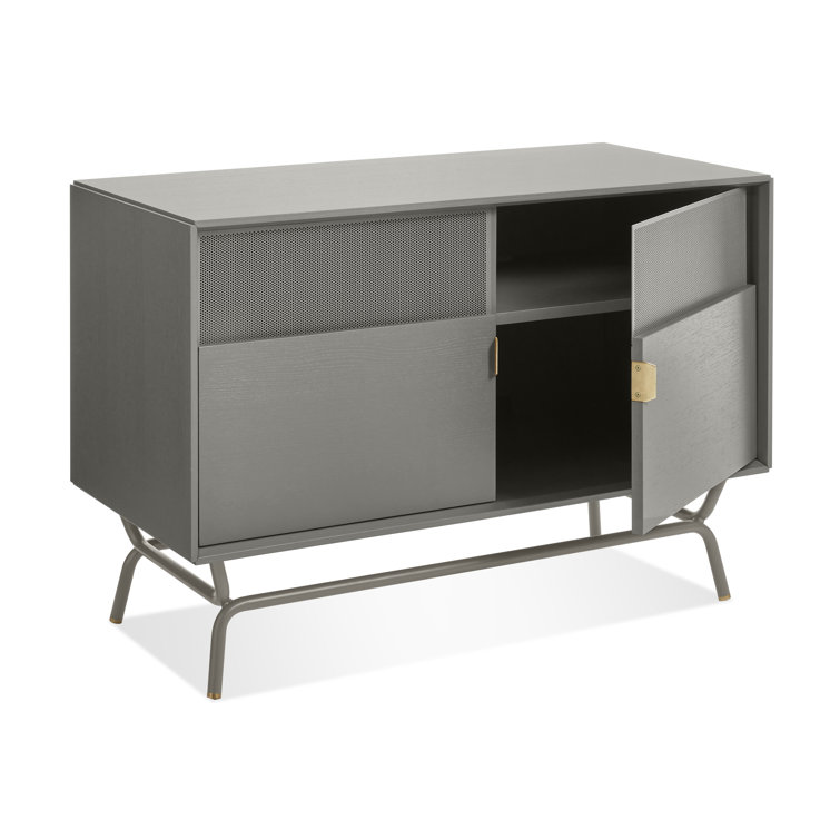 Risk-Averse Gray 48" TV Stand with Brass Details and Cabinet