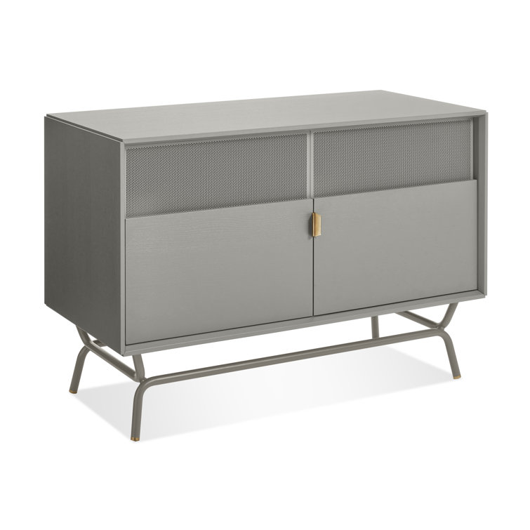 Risk-Averse Gray 48" TV Stand with Brass Details and Cabinet