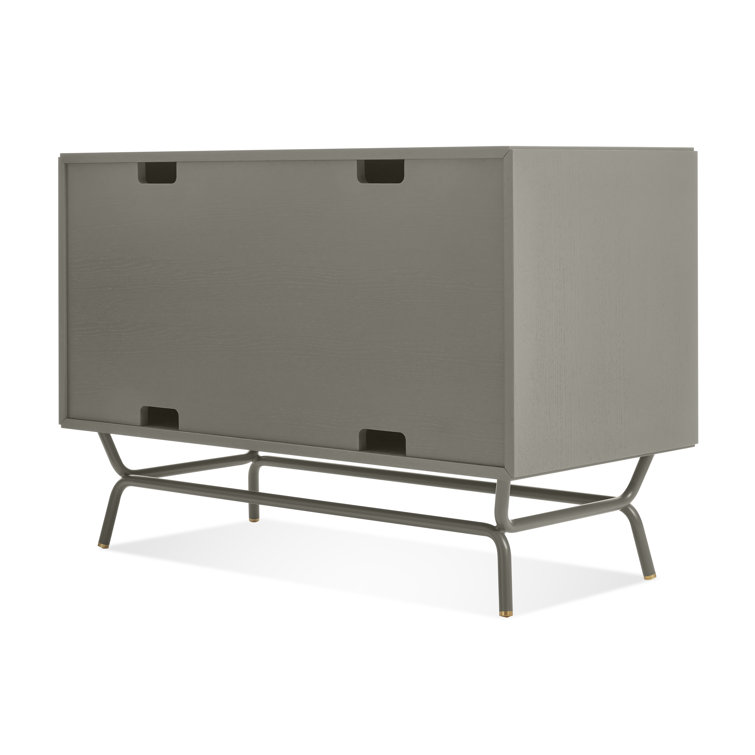 Risk-Averse Gray 48" TV Stand with Brass Details and Cabinet