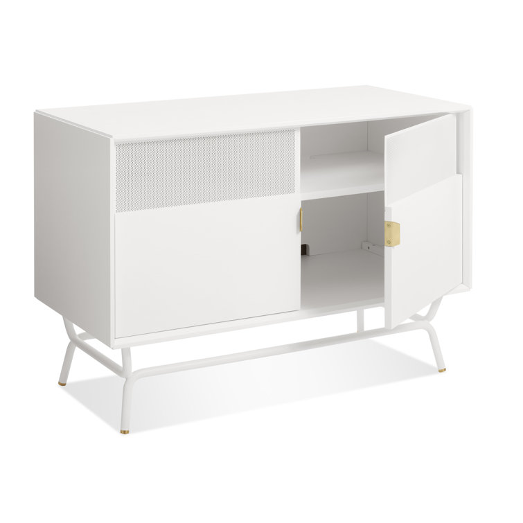 Dang 42" White Perforated Steel TV Stand with Brass Details