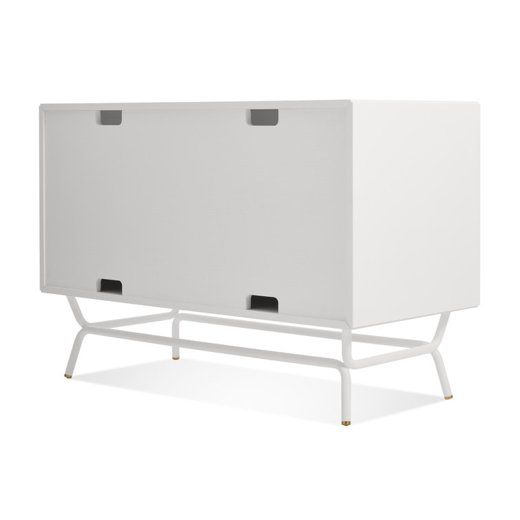 Dang 42" White Perforated Steel TV Stand with Brass Details