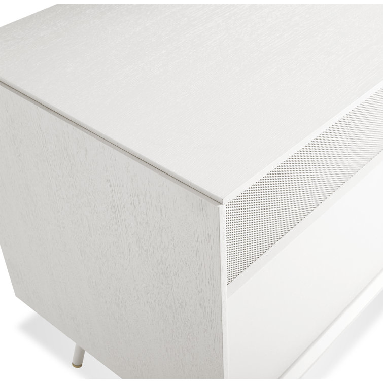 Dang 42" White Perforated Steel TV Stand with Brass Details