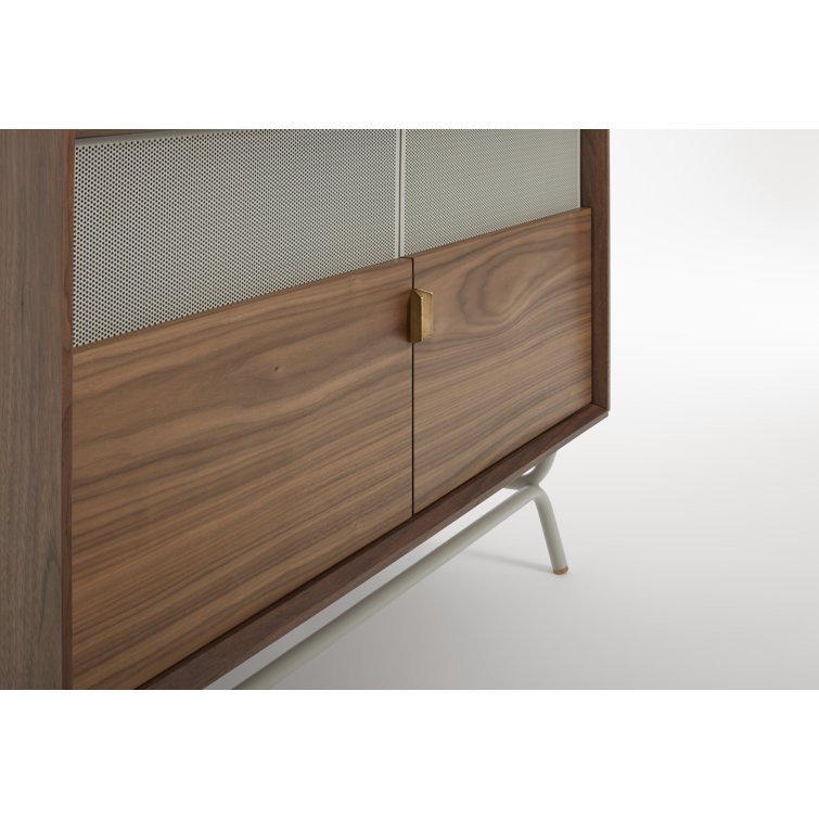 Dang 42" Walnut and Putty Gray TV Stand with Brass Details
