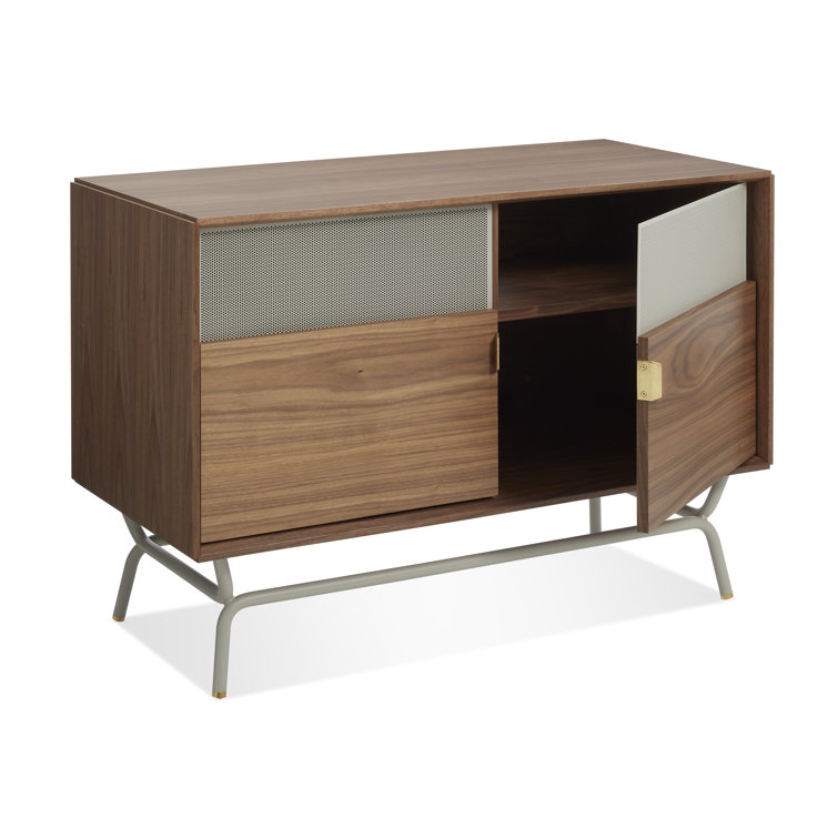 Dang 42" Walnut and Putty Gray TV Stand with Brass Details