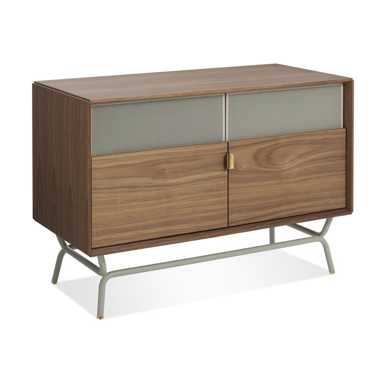Dang 42" Walnut and Putty Gray TV Stand with Brass Details