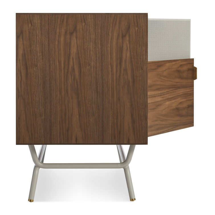 Dang 42" Walnut and Putty Gray TV Stand with Brass Details