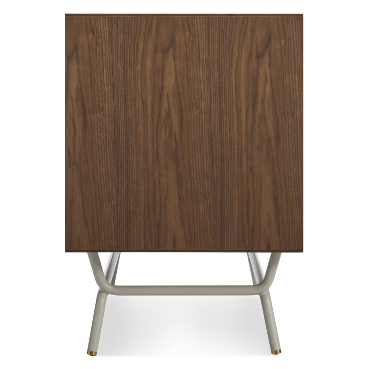 Dang 42" Walnut and Putty Gray TV Stand with Brass Details