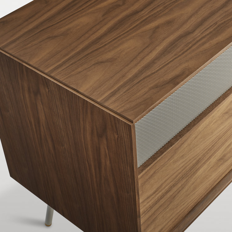 Dang 42" Walnut and Putty Gray TV Stand with Brass Details