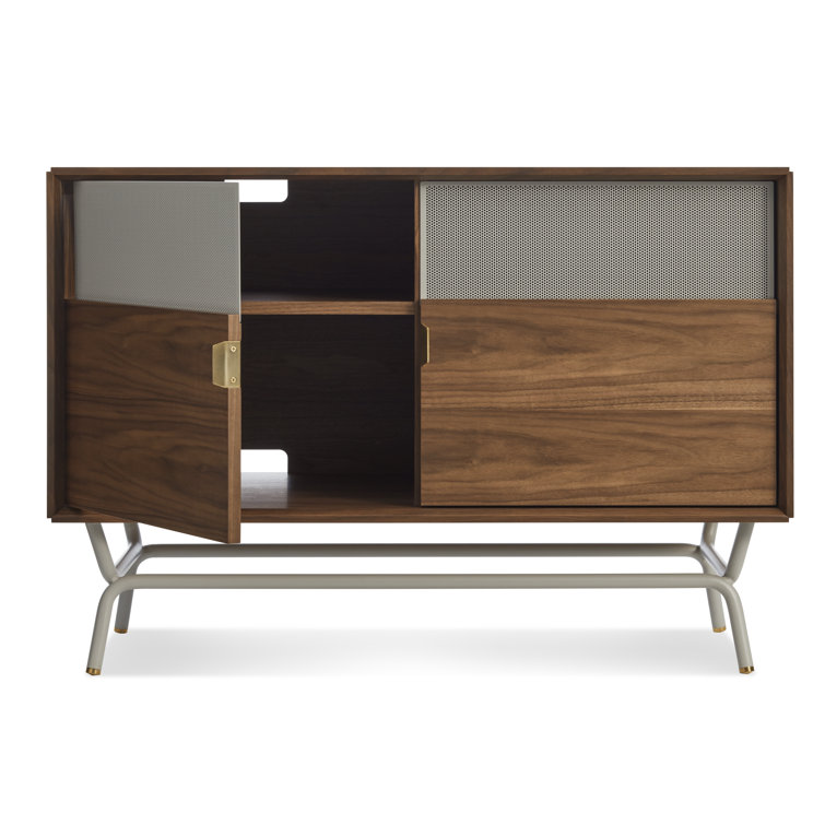 Dang 42" Walnut and Putty Gray TV Stand with Brass Details