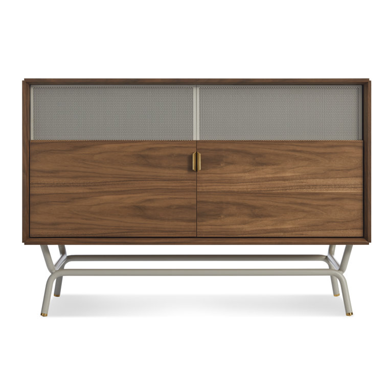 Dang 42" Walnut and Putty Gray TV Stand with Brass Details