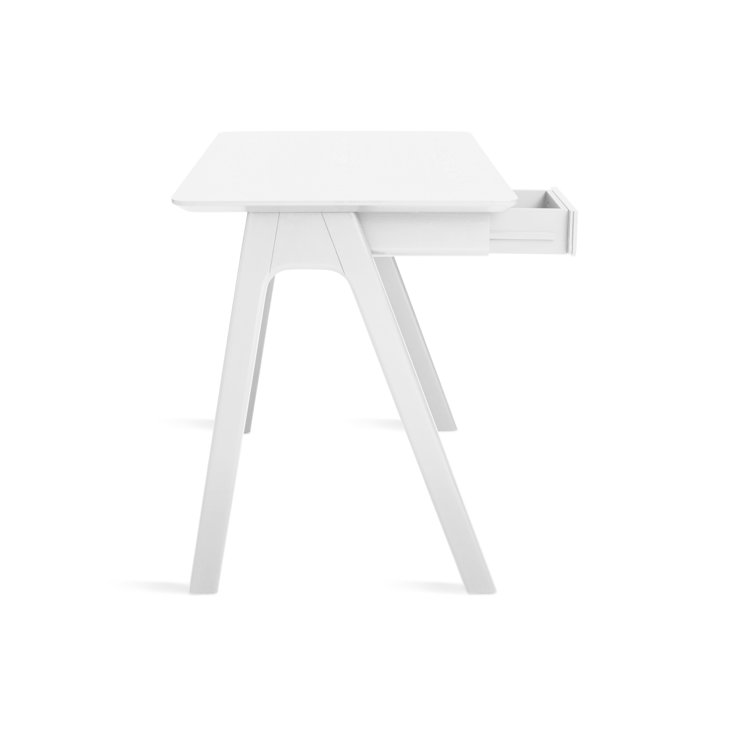 Whitewashed Ash and White Modular Writing Desk with Drawer