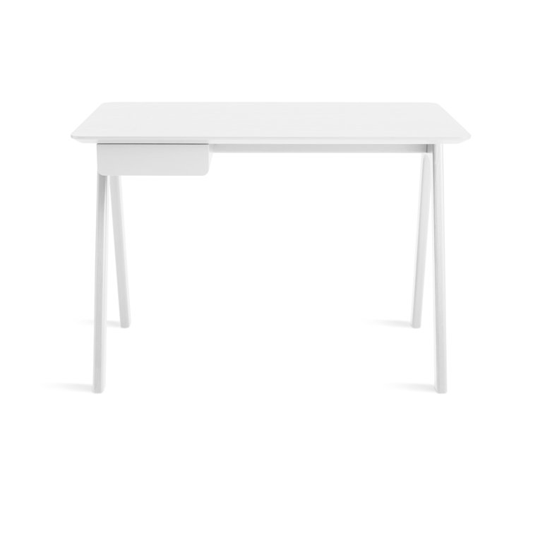 Whitewashed Ash and White Modular Writing Desk with Drawer