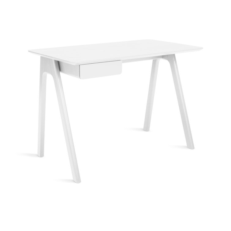 Whitewashed Ash and White Modular Writing Desk with Drawer