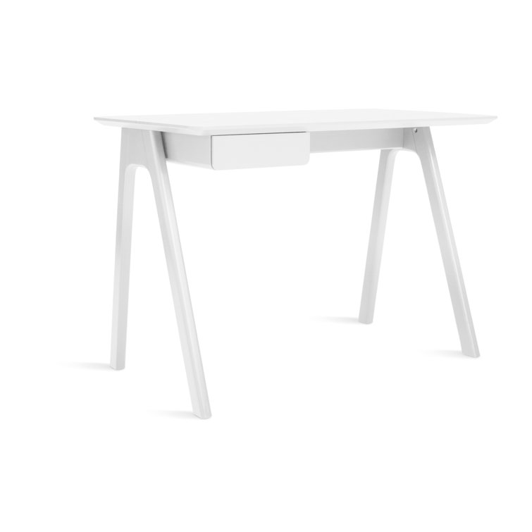 Whitewashed Ash and White Modular Writing Desk with Drawer