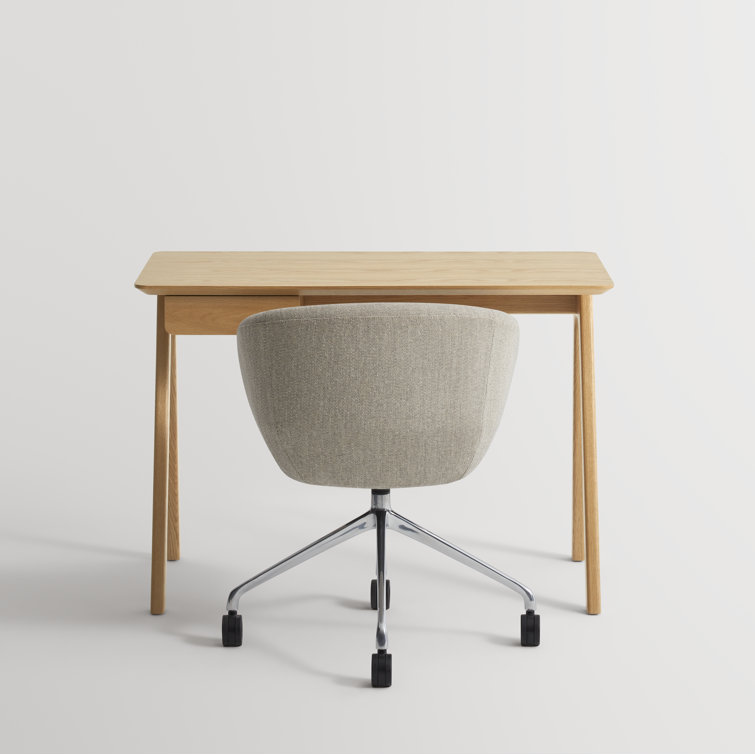 White Oak Compact Wooden Desk with Drawer