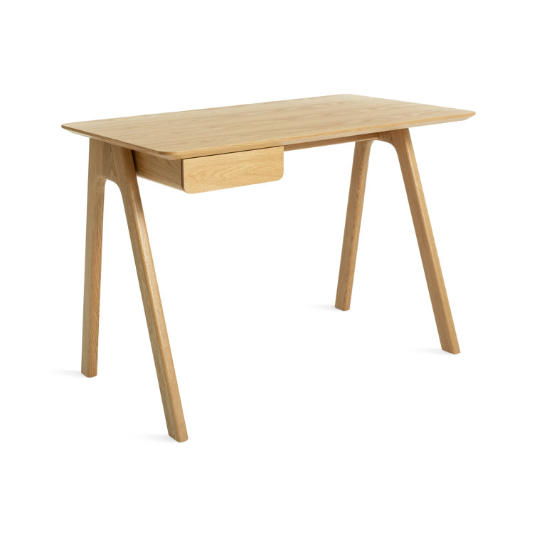 White Oak Compact Wooden Desk with Drawer