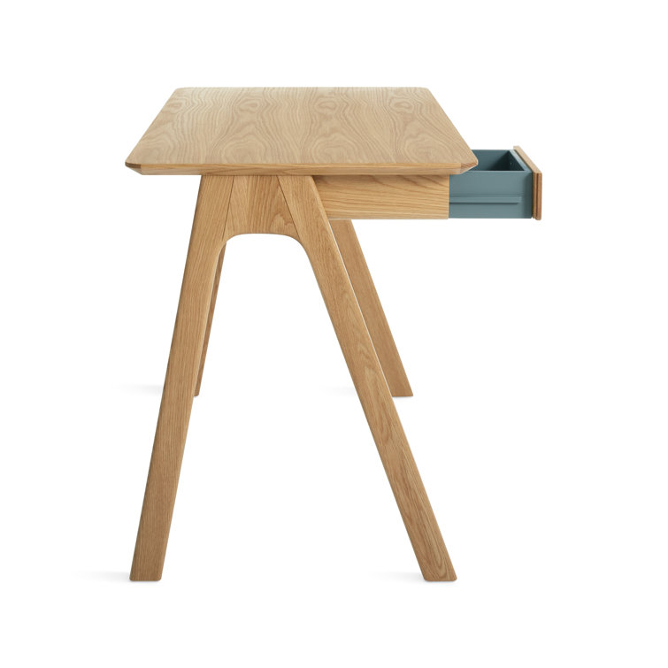 White Oak Compact Wooden Desk with Drawer