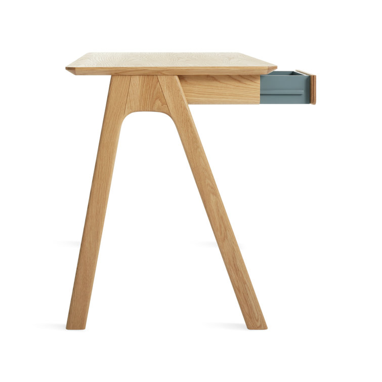 White Oak Compact Wooden Desk with Drawer