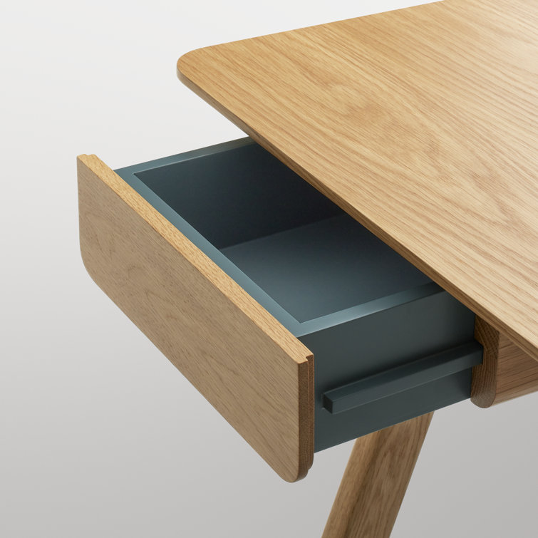 White Oak Compact Wooden Desk with Drawer