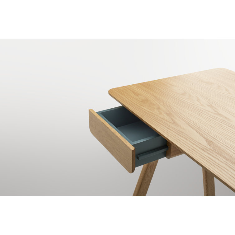 White Oak Compact Wooden Desk with Drawer