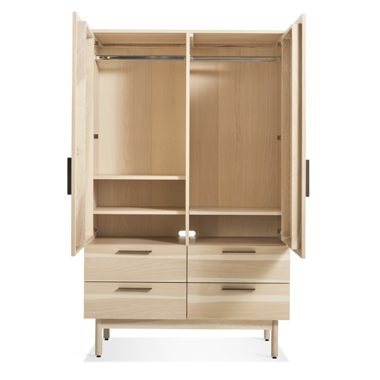 Hickory Solid Wood Bar Cabinet with Leather Pulls