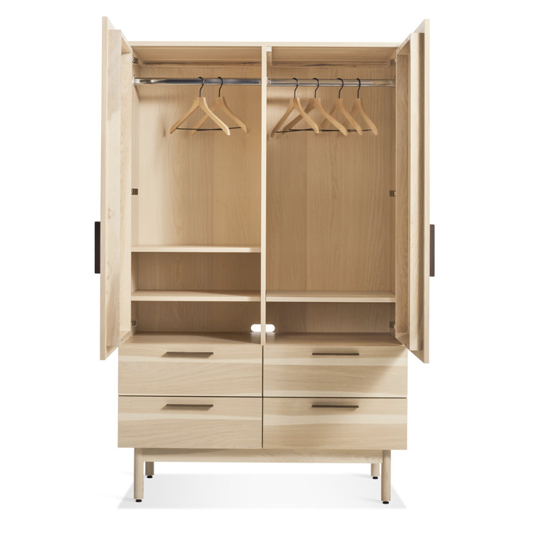 Hickory Solid Wood Bar Cabinet with Leather Pulls