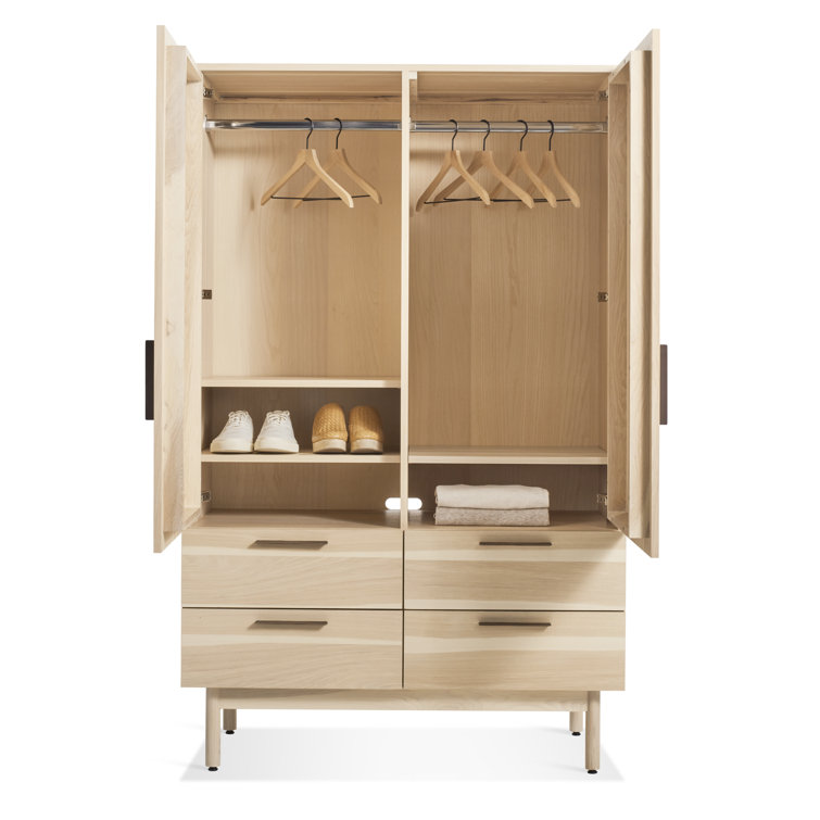Hickory Solid Wood Bar Cabinet with Leather Pulls