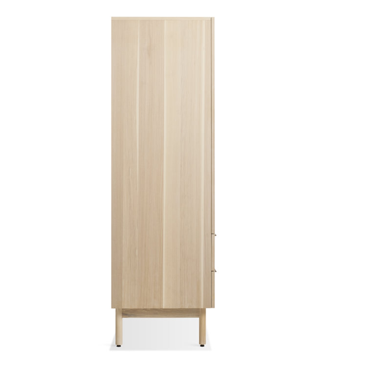 Hickory Solid Wood Bar Cabinet with Leather Pulls
