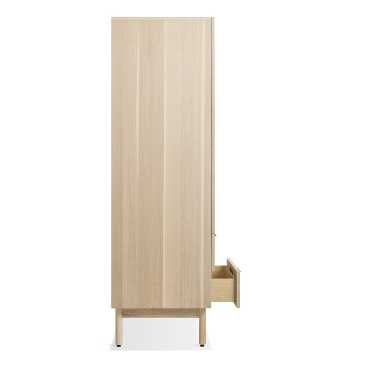 Hickory Solid Wood Bar Cabinet with Leather Pulls