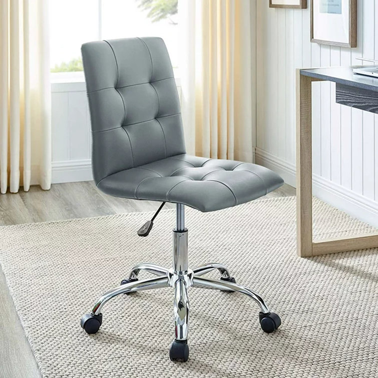 Ripple Mid-Back Swivel Task Chair in Gray Faux Leather