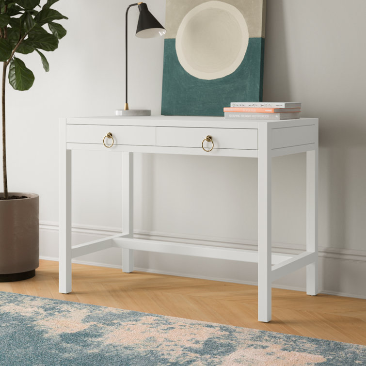 Elin Contemporary White Wood Writing Desk with Drawers
