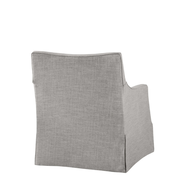 Gray Skirted Swivel Armchair with Lumbar Pillow