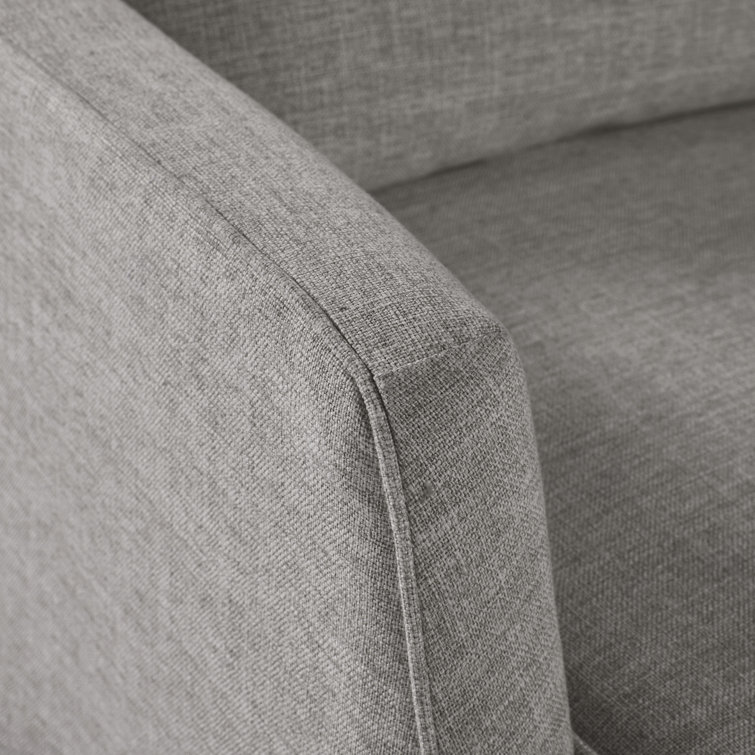 Gray Skirted Swivel Armchair with Lumbar Pillow