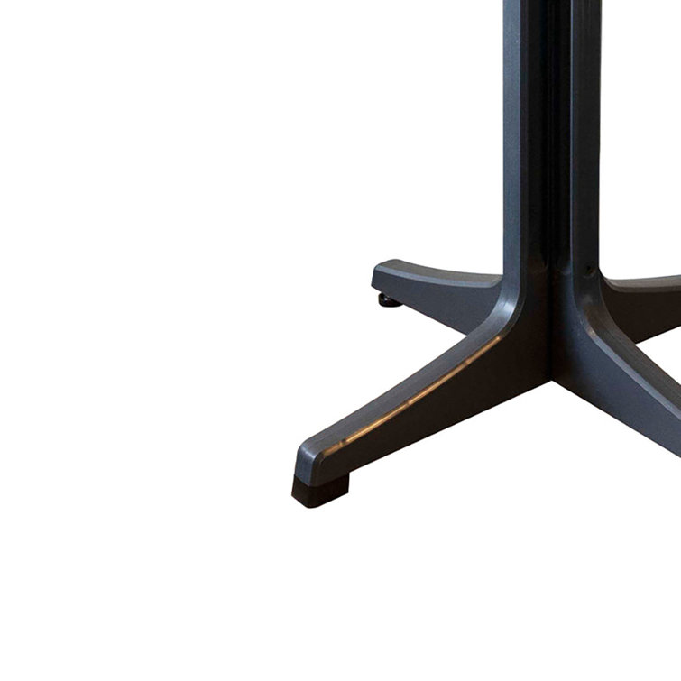 Omega 34" Round Black Resin Table with Metal Brushed Top