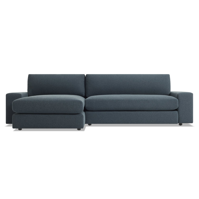 Kelso Blue Wide Chaise Sofa with Hardwood Frame and Removable Cushions