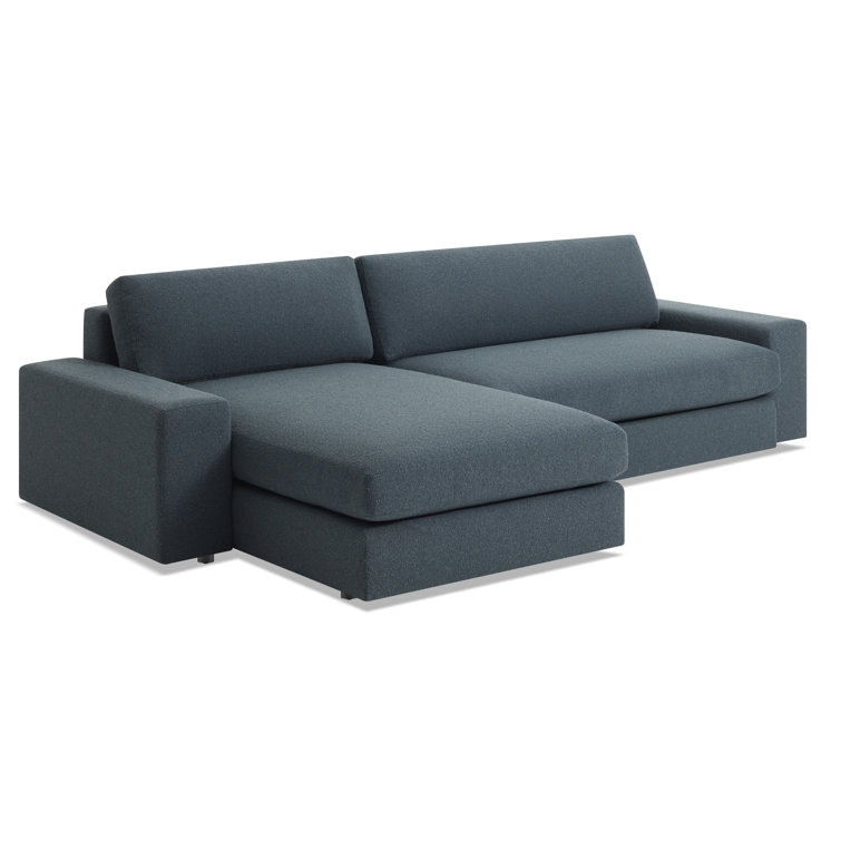 Kelso Blue Wide Chaise Sofa with Hardwood Frame and Removable Cushions
