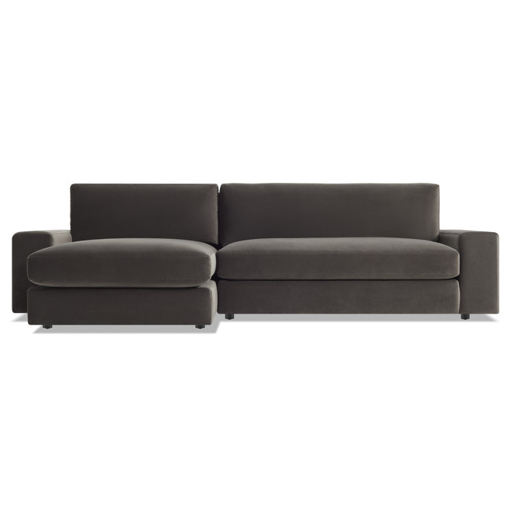 Storm Velvet Left Chaise Sofa with Track Arm