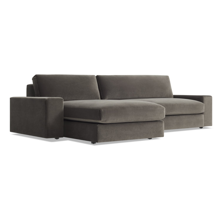 Storm Velvet Left Chaise Sofa with Track Arm
