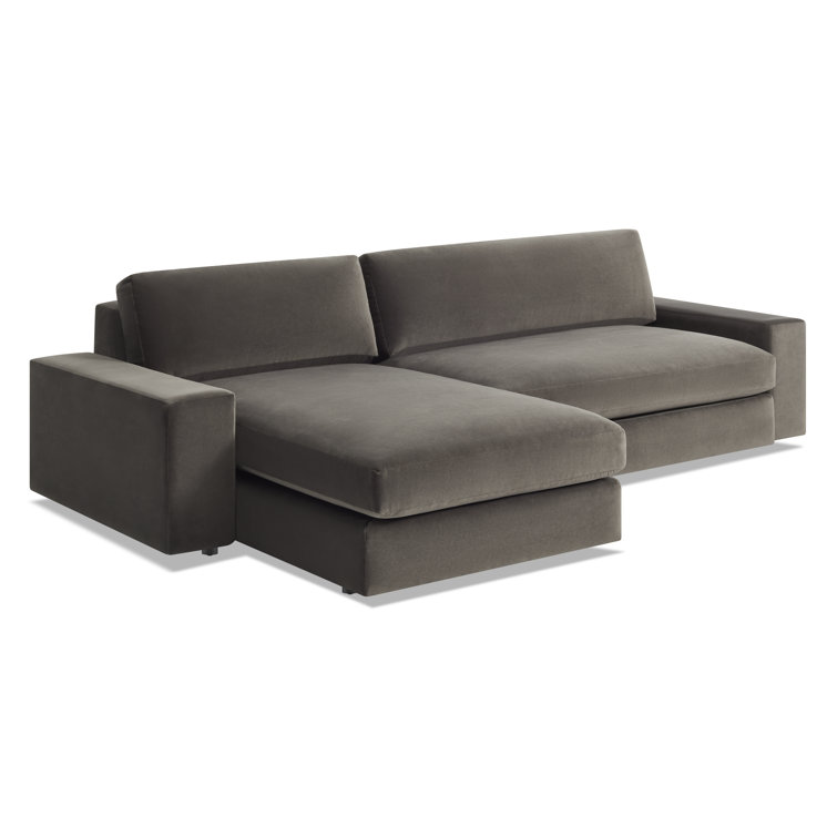 Storm Velvet Left Chaise Sofa with Track Arm