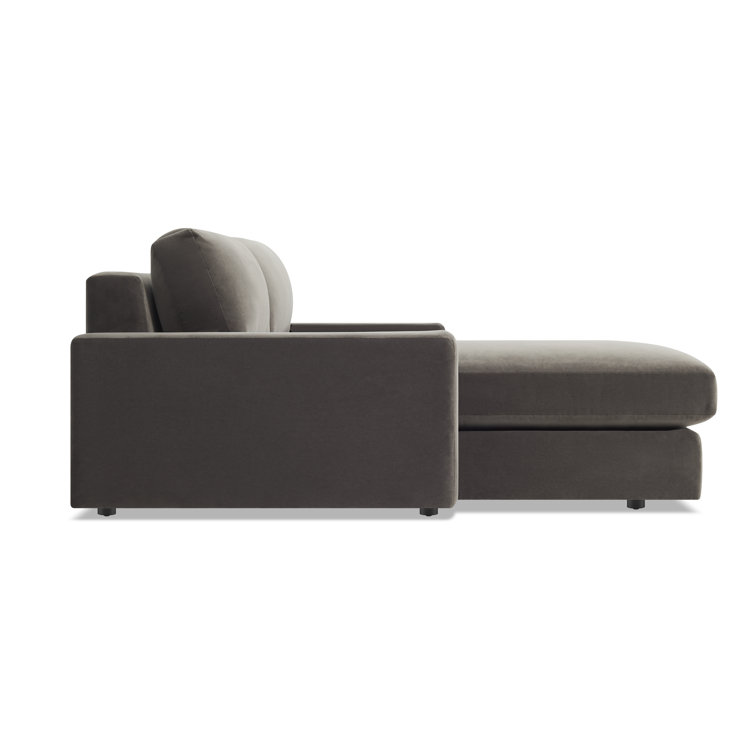 Storm Velvet Left Chaise Sofa with Track Arm